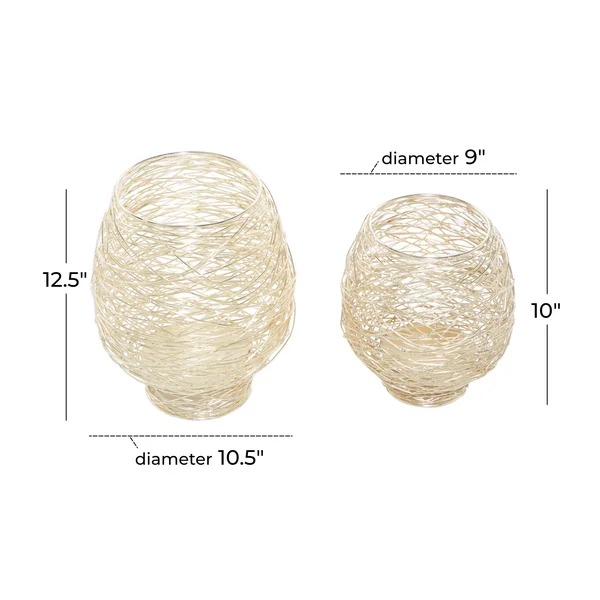 CosmoLiving by Cosmopolitan Gold Metal Candle Holder (Set of 2)