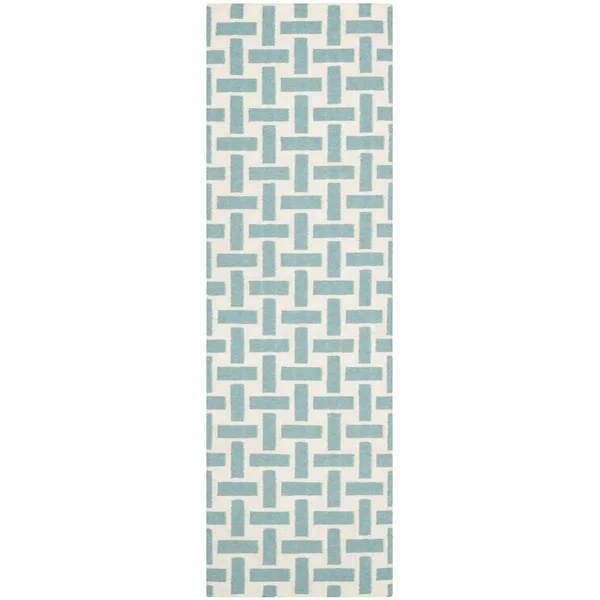 Safavieh Dhurries DHU201A 2&6x22 x 4&0x22 Turquoise - Ivory Area Rug