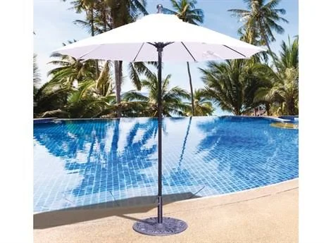Galtech Quick Ship Commercial 7.5 Foot Aluminum Octagon Push Up Lift Umbrella White, Sunbrella Vellum - 725-WH-78