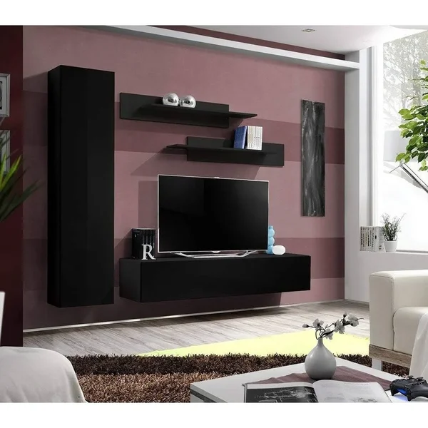 Fly G1 30TV Wall Mounted Floating Modern Entertainment Center (White/Black)