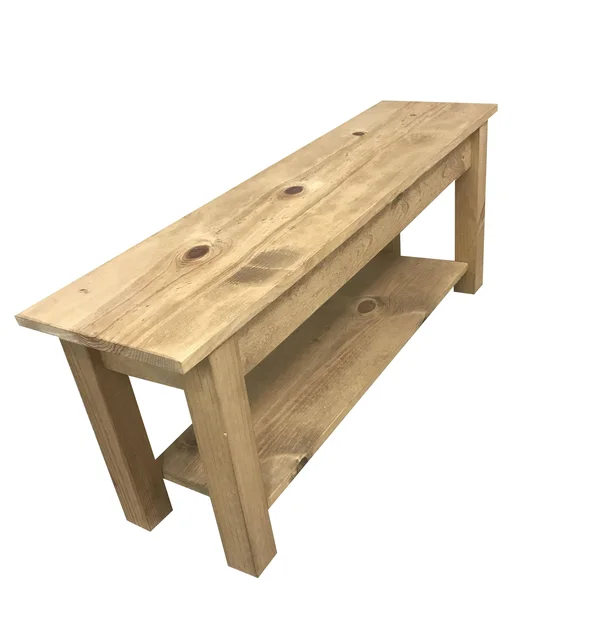 Ezekiel and Stearns Ranch Golden Oak Bench with Shelf 54x22