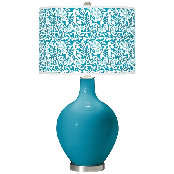 Color + Plus Caribbean Sea Gardenia Ovo Table Lamp, Blue