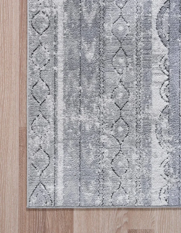 Unique Loom Portland Depoe Gray 2 ft. 2 in. x 12 ft. Runner Rug