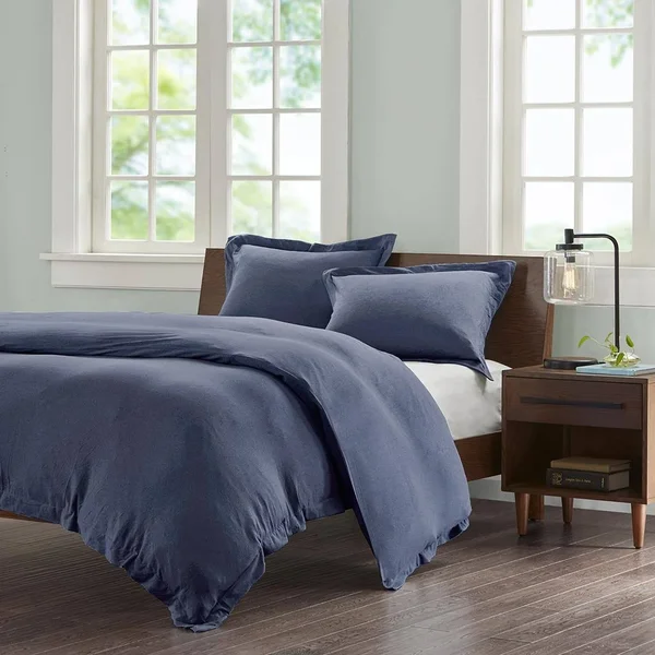 INK+IVY II12-677 Jersey Cotton Duvet Cover Mini Set King Natural