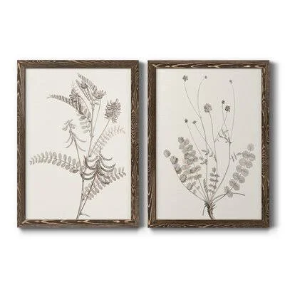 Neutral Botanical Study VIIPremium Framed Print - Ready to Hang August Grove Format: Walnut Framed Canvas, Matte Color: No Matte