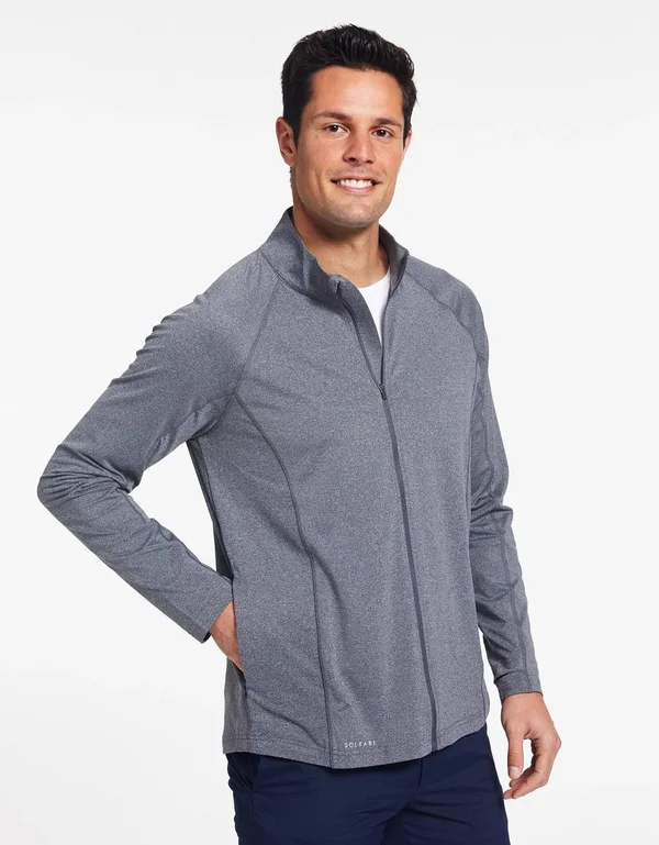 UPF 50+ Sun Protective Essential Full Zip Jacket for Men, Solbari Light Grey