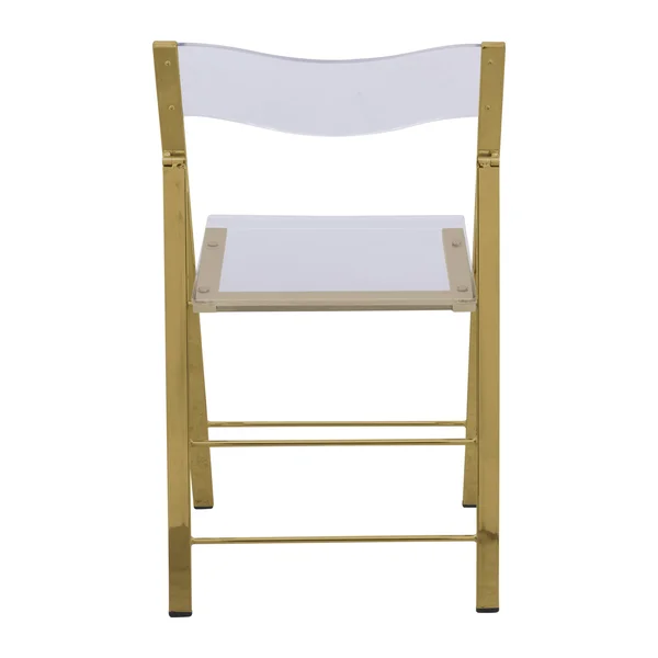 LeisureMod Menno Clear Gold Chrome Frame Folding Dining Chair Set of 4