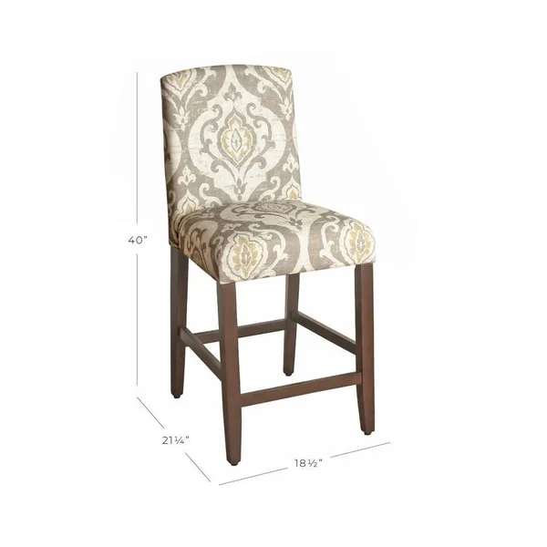 HomePop Suri Tan/Taupe/Cream Fabric 24-inch Counter-Height Curved-Top Barstool
