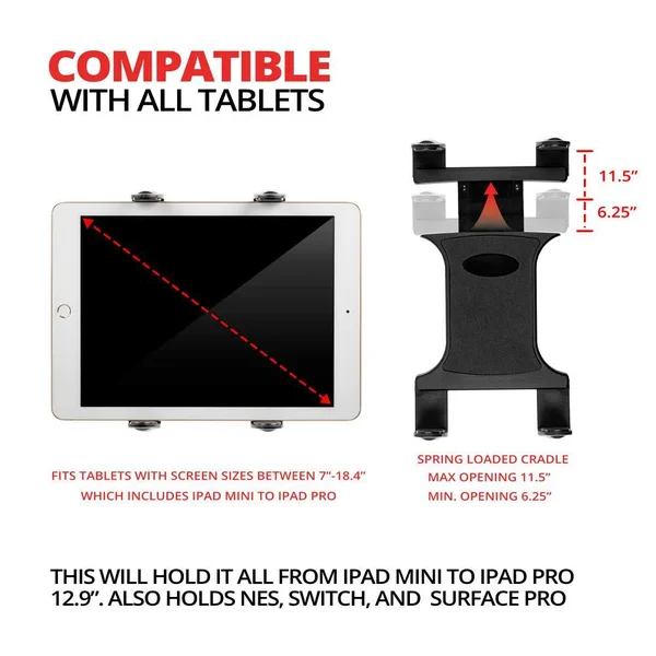 Tackform Fitness, Fit Clamp Tablet Mount, Spin Bike Tablet Holder 8.25 in.