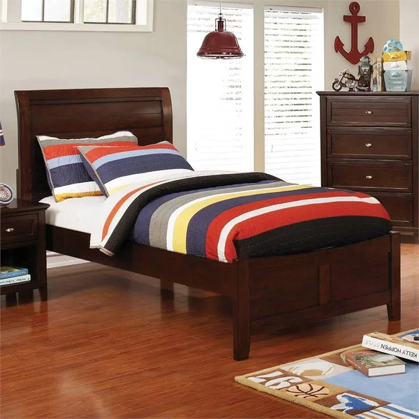 Furniture of America Covington Youth Twin Bed in Brown Cherry