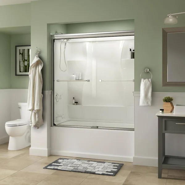 Delta Everly 60 in. x 58-1/8 in. Traditional Semi-Frameless Sliding Bathtub Door in Chrome and 1/4 in. (6mm) Clear Glass