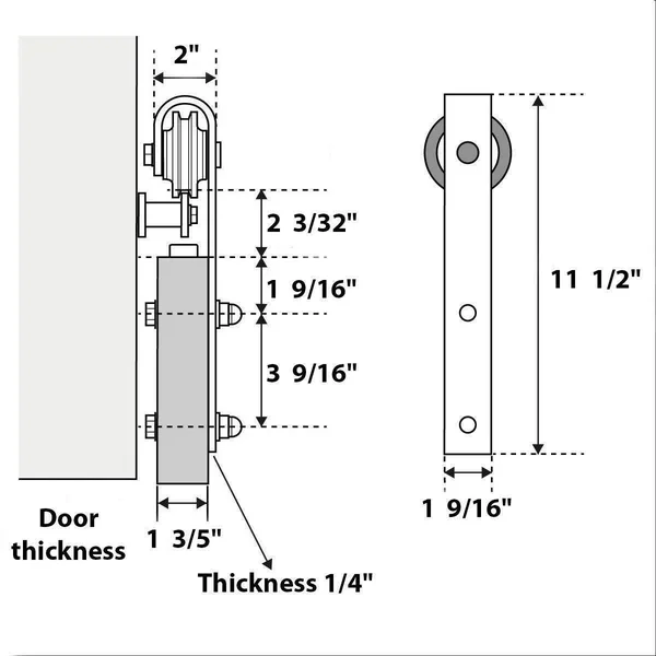 Sturdy Barn Door Hardware, Planum 0010 Black Matte - 28x22 x 84x22