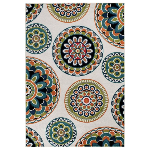 Central Oriental 2300NI27.084 26 in. x 7 ft. 3 in. Courtyard Burnette Rug White