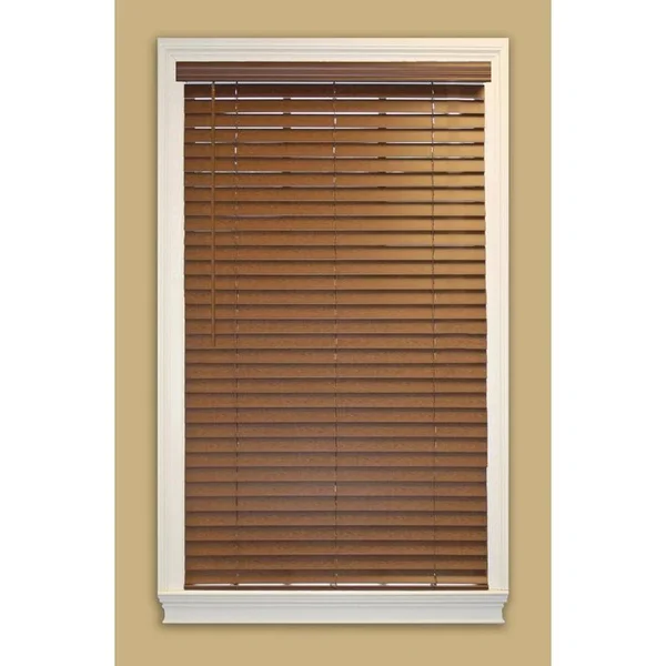 Allen + Roth 2-in Cordless Bark Faux Wood Room Darkening Horizontal Blinds (Common: 69-in x 72-in; Actual: 68.5-in x 72-in) in B