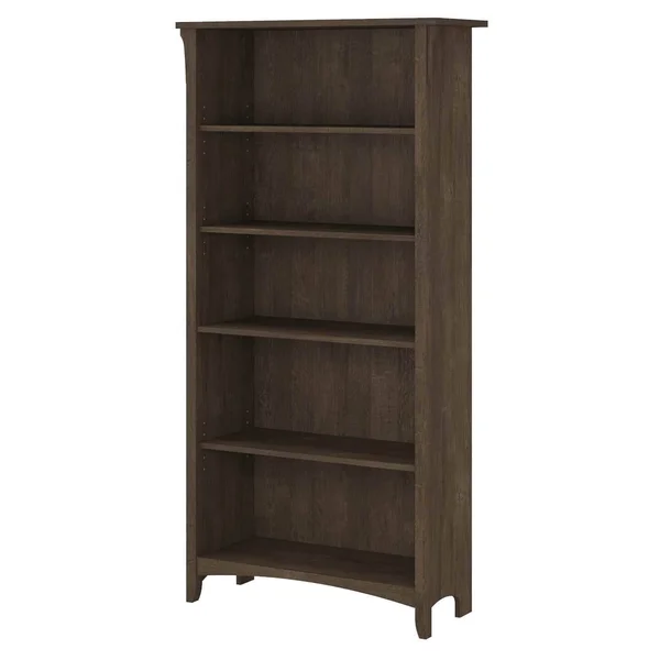Bush Furniture Salinas Tall 5 Shelf Bookcase, Ash Brown