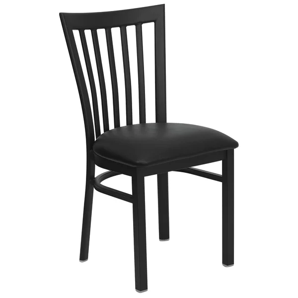 Flash Furniture Hercules School House Back Metal Dining Chair, Black Vinyl