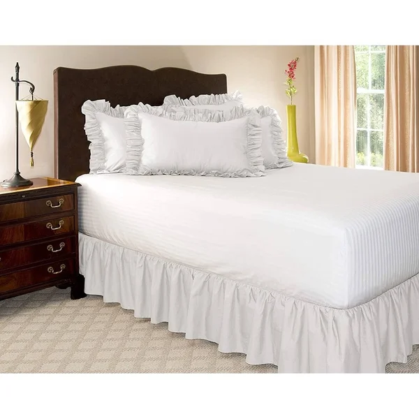 Ruffled Bed Skirt Full, Stone 21 inch Drop Bedskirt with Platform, Wrinkle and F