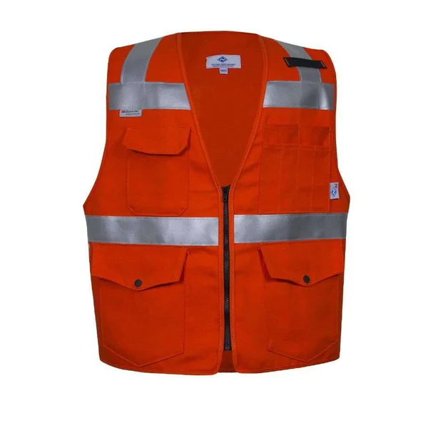 VIZABLE Flame Resistant Hi-Vis Survey Vest - Non-ANSI, 2XL, Orange