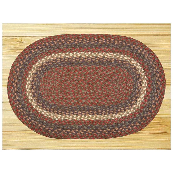 Earth Rugs Oval Burgundy/Gray Braided Rug 27x22 x 45x22
