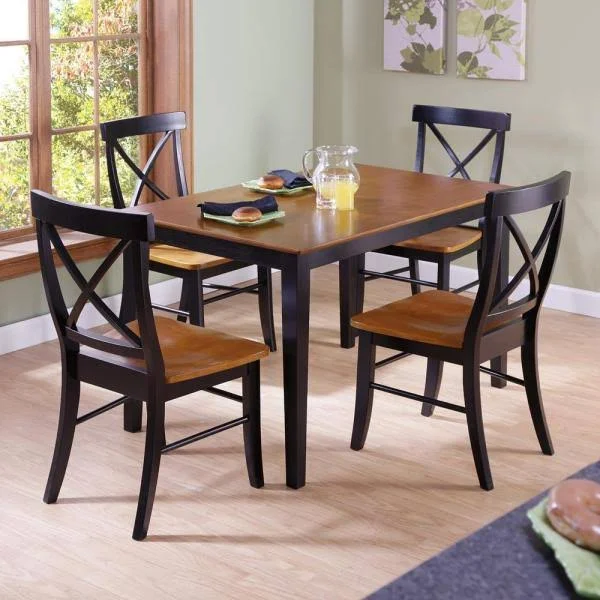 International Concepts X-Back Chair - with Solid Wood Seat Black/Cherry/Set of 2
