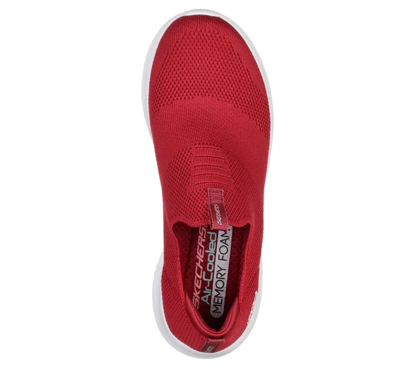 Skechers Women's Ultra Flex First Take Slip-On Sneaker, Red