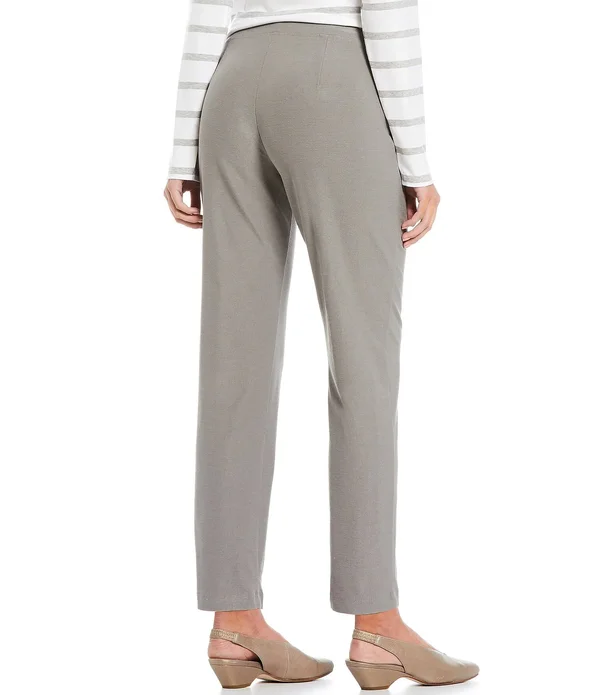 Eileen-Fisher Washable Stretch Crepe Slim Ankle Pants Olive, SM