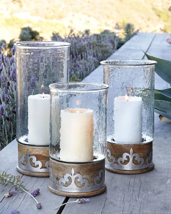 The GG Collection 14.5x22H Wood Metal Candleholder