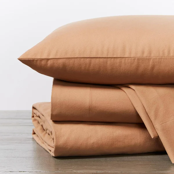 Coyuchi Cloud Brushed Organic Flannel Sheet Set - Ginger, Full