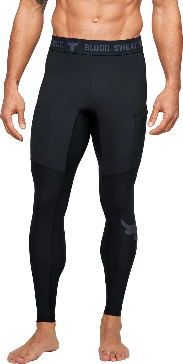 Under Armour Men's Project Rock Compression Leggings, Size: XXL, Black