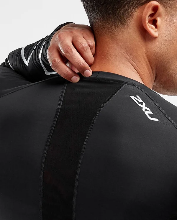 2XU Men's Compression Long Sleeve Top - Black/Silver x