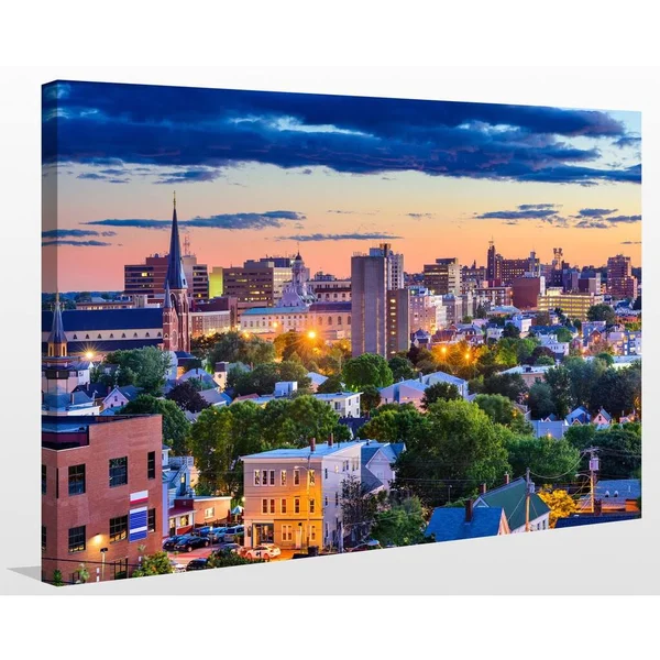 Picture Perfect International Portland - Maine, USA Downtown Skyline Giclee Print Canvas Wall Art, 30 Inches x 40 Inches x 1.5 In