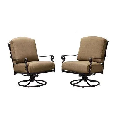 Haskett Swivel Patio Chair with Cushions Fleur De Lis Living
