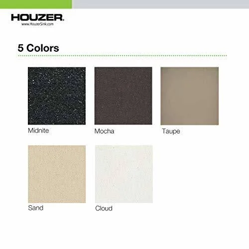 Houzer P-175U Quartztone Undermount Double Bowl Granite Kitchen Sink Taupe