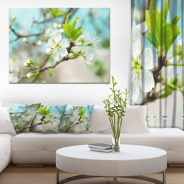 Designart 'Beautiful Cherry Blossom N Spring' Modern Floral Large Canvas Art - 40 in. Wide x 30 in. High