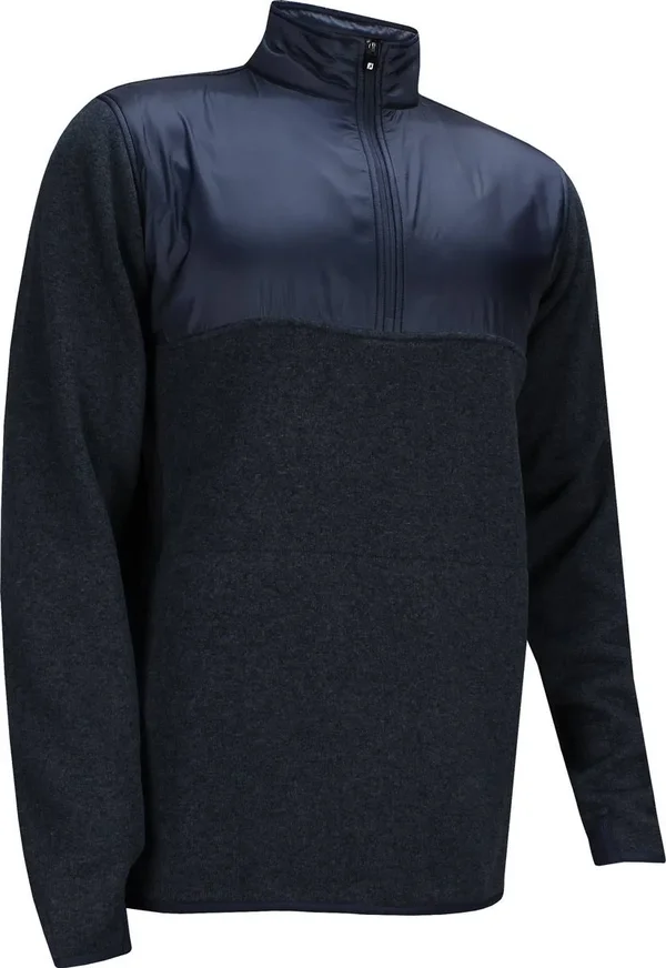 FootJoy Sweater Fleece Pullover - Heather Navy/Navy - Size: L