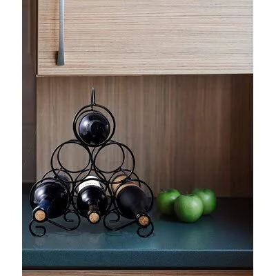 Tabletop Wine Rack, 6 Wine Bottle Holder Stand for Counter, No Assembly Required Small Metal Wine Rack Countertop, Freestanding