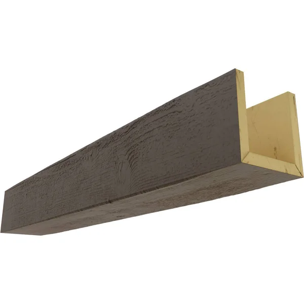 Ekena Millwork BMRS3C0120X060X096HD 12x22W x 6x22H x 8&L 3-Sided (U-beam) Rough Sawn Endurathane Faux Wood Ceiling Beam, Natural