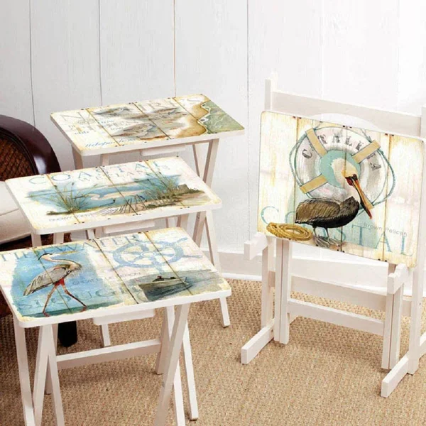 Cape Craftsmen Shore Birds TV Tray with Stand (Set of 4) - Men's, Size: 24.75
