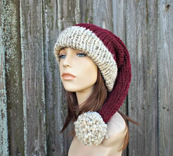 Santa Hat Knitted Santa Hat Rustic Santa Hat Santa Claus Hat Christmas Hat Knit Hat Womens Hats Winter Hat Mens Hat Winter Acces