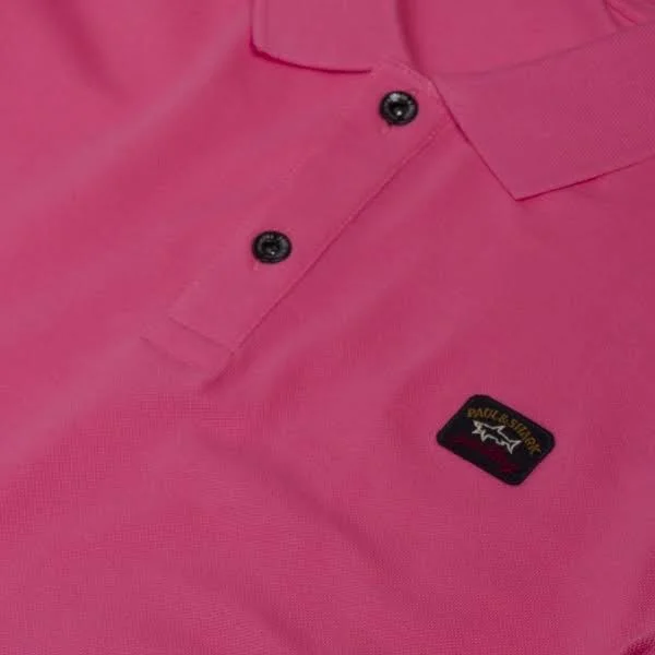 Paul & Shark Organic Cotton Piqué Polo with Iconic Badge - Pink