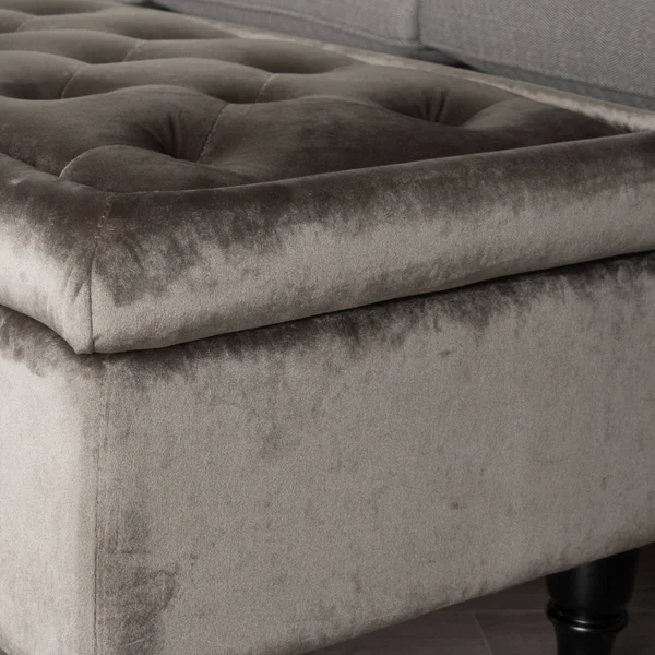 40.75x22 Gray and Brown Contemporary Upholstered Rectangular Storage Ottoman