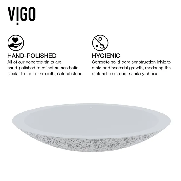 Vigo Cast Stone Bathroom Vessel Sink and Gotham Faucet in Chrome - Ash