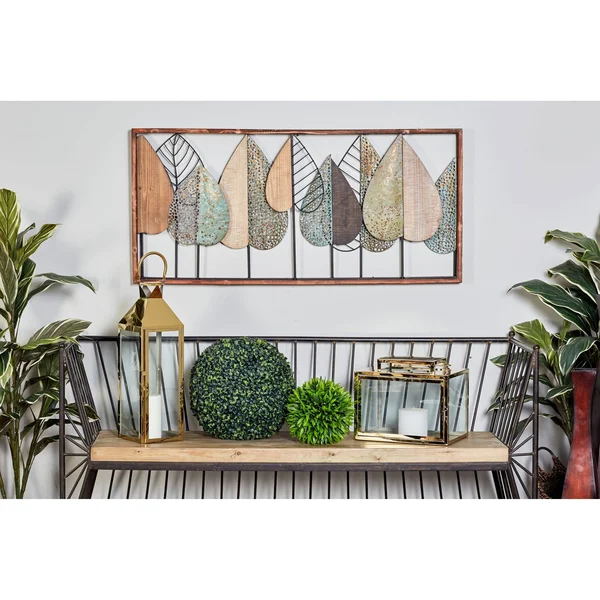 Decmode Rectangular Stylized Leaf Wall Decor