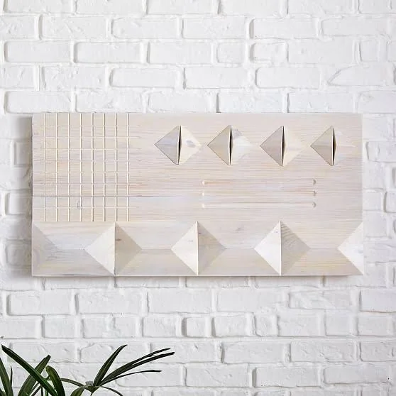 Carved Wood Wall Art - Panel 3, Natural, Wood, Large
