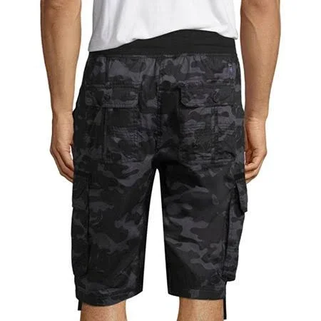 Southpole Mens Jogger Shorts with Cargo Pockets - Grey/Black, M
