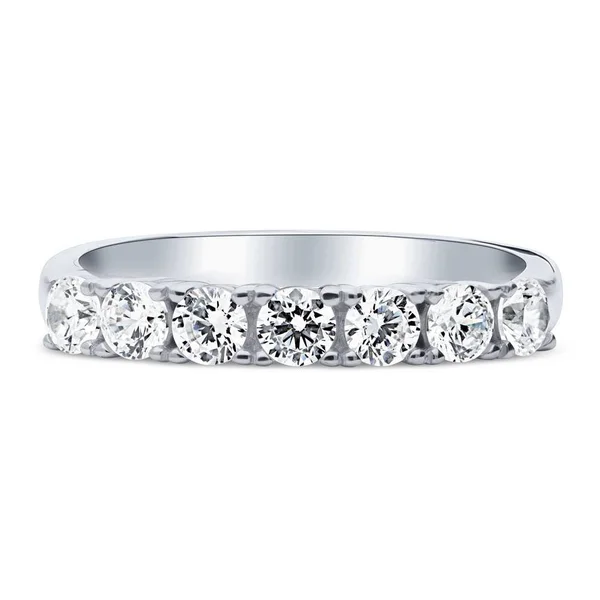 BERRICLE Sterling Silver Round Cubic Zirconia CZ 7-Stone Anniversary Wedding Half Eternity Band Ring Size 10