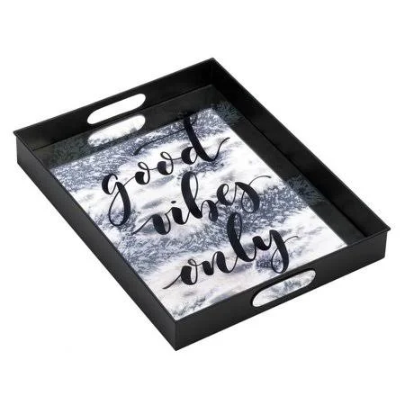 Bigbolo Good Vibes Only Mirrored Metal Tray