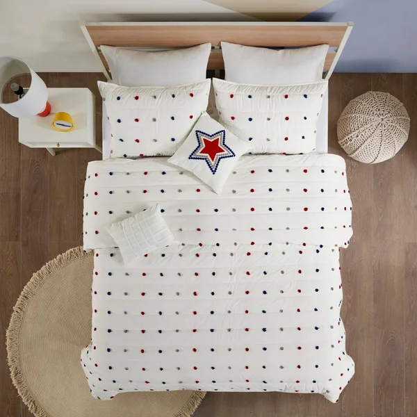 Urban Habitat Kids Callie Cotton Jacquard Pom Pom Coverlet Set - Full/Queen UHK13-0151