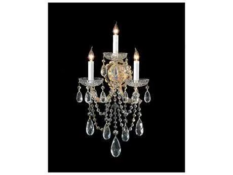 Crystorama 4423-CH-CL-SAQ Maria Theresa 3 Light Spectra Crystal Chrome Sconce
