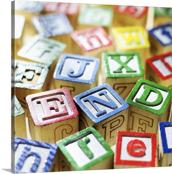 Close-up of Toy Building Blocks, Large Solid-Faced Canvas Wall Art Print, Great Big Canvas
